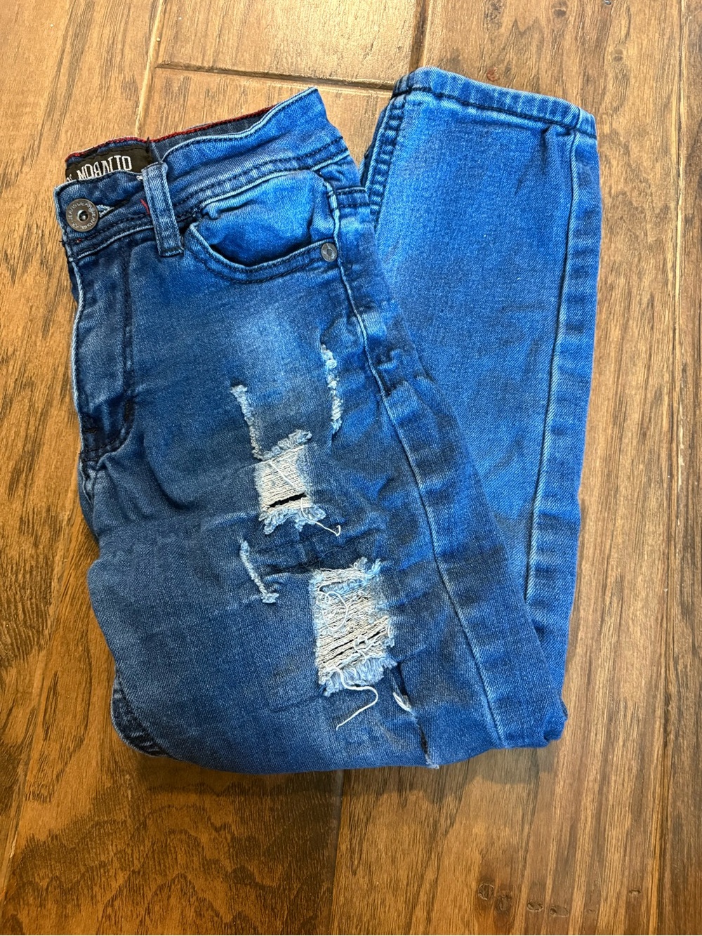Mario Morato kids/juniors distressed skinny jeans in blue denim size 23